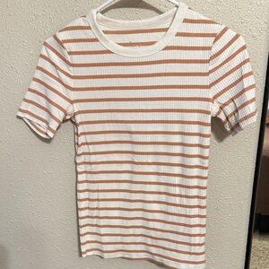 a new day Cream and Brown Striped Top